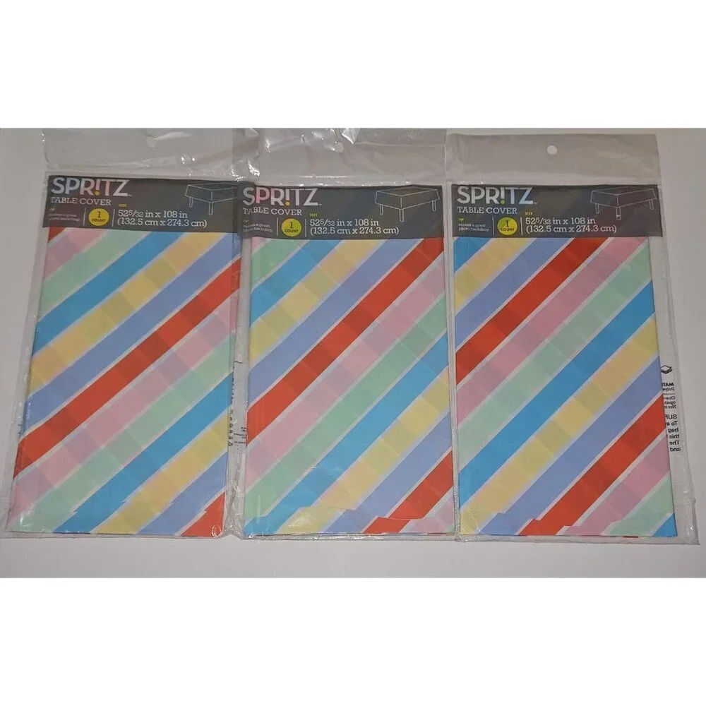 NEW Striped Party Supplies Lot 3 Table Covers 4 Pk Napkins Summer Picnic SEALED